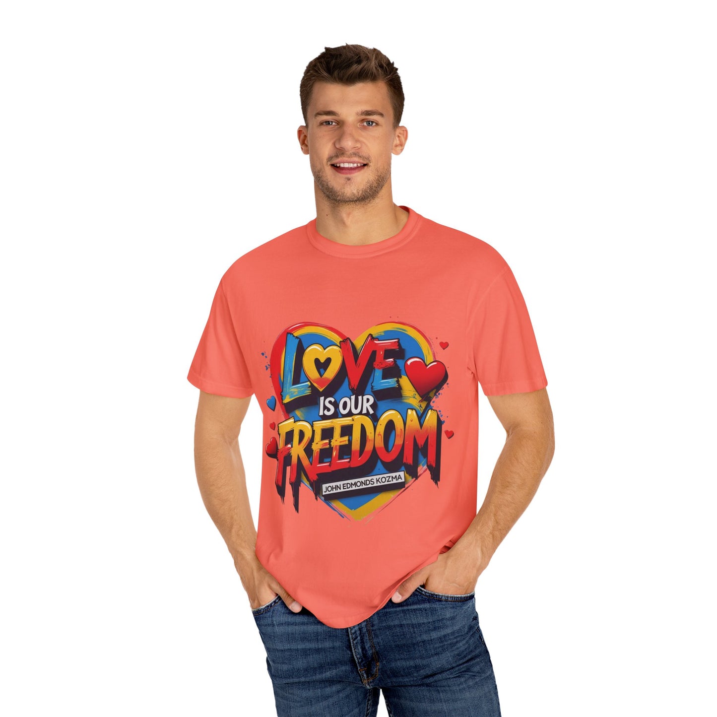 Colorful 'Love Is Our Freedom' T-Shirt by John Edmonds Kozma
